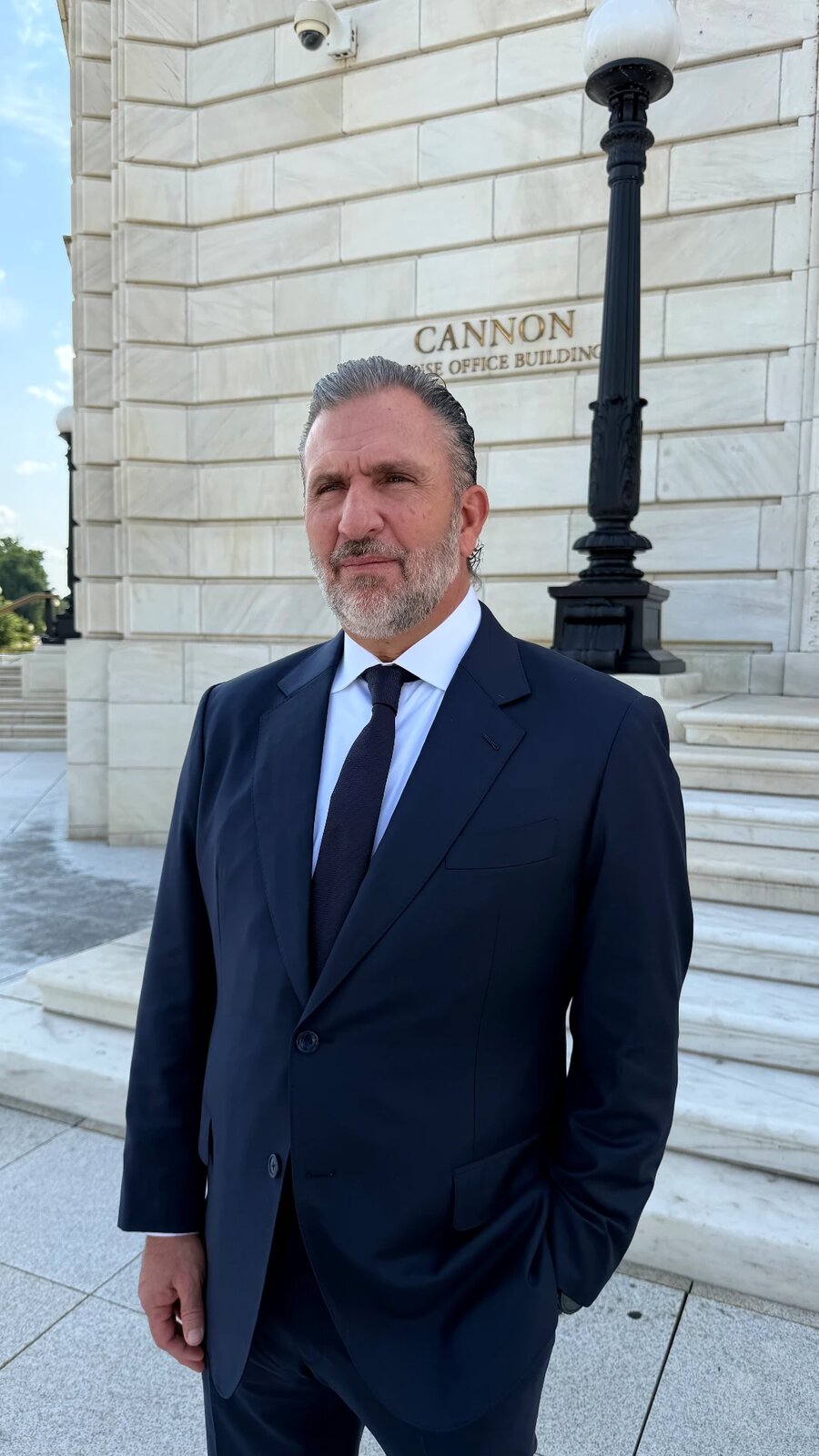 Roberto Arzú outside the Cannon House Office Building in Washington, D.C.